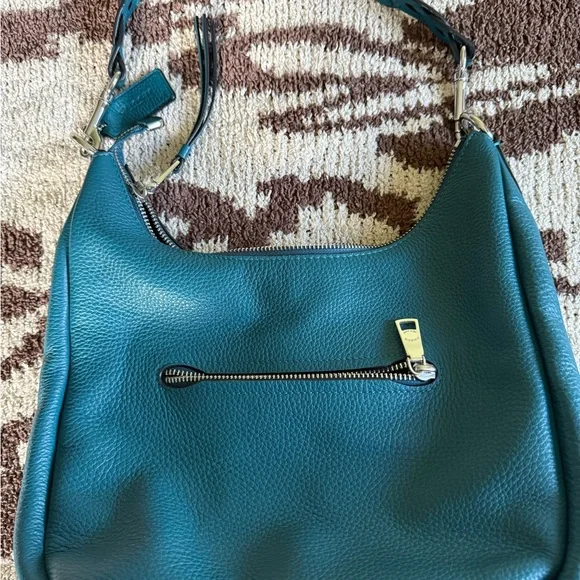 Coach Teal Leather Shoulder Bag - Picture 2 of 6